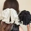 Pinza para Cola de Caballo de Lunares Doble Capa Estilo Francés, Cinta de Lazo de Gama Alta, Pinza de Garra Versátil para Mujeres