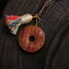 Collar con Colgante de Flor de Espíritu de Montaña de Madera de Melocotonero Fulminado Hebilla de Paz Colgante Joyería Taoísta Colgante Juguete Llavero