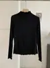 Camiseta de manga larga KEKEZOON para mujer, cuello semi-alto, con volantes, corte ajustado, color liso, top básico, al por mayor 8910