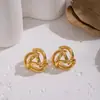 Pendientes de Acero Inoxidable con Hilo Retorcido de Moda Transfronteriza Color Dorado de 18K Versátiles de Gama Alta Estilo Europeo y Americano Pendientes que Conservan el Color para Mujer