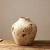 Vaso de cerâmica vintage rachado, cerâmica artesanal, estilo rústico, com duas alças, vaso decorativo para rooms decoradas