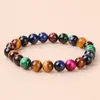 Pulsera Ojo de Tigre Natural 8mm Bolas Redondas Hilo Único Producto Terminado Unisex Ojo de Tigre Amarillo Pulsera de Bolas Sueltas Adorno