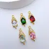 Colgante de Gota Única de Zirconia sobre Cobre Chapado en Oro Accesorios de Materiales Hechos a Mano para Pulseras, Collares, Pendientes y Colgantes de Joyería