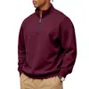 Amazon Transfronteiriça Outono e Inverno Masculino Casual Veludo Cor Sólida Manga Longa Europeu e Americano Meio Zíper Gola Alta Moletom Tops para Homens