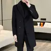 Ropa de Abrigo de Lana para Hombre de Longitud Media Rompevientos de Lana de Invierno Estilo Coreano Traje de Lana Casual Chaqueta de Hombre para Otoño e Invierno