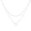 Collar de Cadena para Clavícula Doble Capa Geométrico Circular Elegante Simple Transfronterizo Europeo y Americano Moda Joyería
