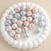 Cuentas Acrílicas Redondas Impresas de 16 mm Europeas y Americanas Transfronterizas Pulsera para Bebé Accesorios de Joyería Llavero Cuentas Sueltas