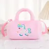 Nova Bolsa Transversal Infantil Cilíndrica de Grande Capacidade Pelúcia Unicórnio Portátil Transversal Dupla Finalidade Moda Pequena Bolsa