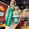 Llavero de Taza de Té con Leche de Oso Starbucks 3D de Dibujos Animados Adorno Creativo para Mochila de Pareja Colgante Pequeño Exquisito para Niñas