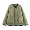 Atacado de Roupas Femininas Transfronteiriças Outono e Inverno Moda Europeia e Americana Design Solto Losango Gola Redonda Reversível Jaqueta de Algodão