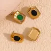 Pendientes Ins de Moda Europea y Americana Retro Elegantes Personalizados de Acero Inoxidable Chapado en Oro de 18K Geométricos Hexagonales Tipo Escudo para Mujer