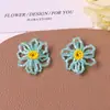 Brincos DIY Dopamina Estilo Pastoral Primavera/Verão Bloqueio de Cores Tridimensional Flor Oca com Contas, Acessórios para Bolsas e Fivelas de Sapatos