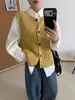 Nuevo chaleco cárdigan sin mangas de otoño, prenda exterior retro calada, chaleco de punto, top chaleco versátil para capas