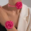 Accesorios Transfronterizos Europeos y Americanos, Collares de Flores de Tela Estilo Pequeño Fragante, Elegante y con Estilo Juego de Joyería de Flores Tridimensionales para Mujer