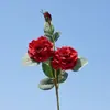Flor Artificial Rosa Rosa de 3 Cabeças Camadas Múltiplas Rosa Enrolada Flor Falsa Decoração de Casa Adereços de Fotografia Decoração de Casamento Flor de Seda