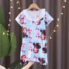 Camisón infantil, pijama de verano para niñas, de manga corta, con falda fina de encaje, ropa de casa para niñas de dibujos animados de talla mediana y grande.