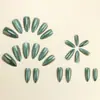 Adesivos de Unha Longos Formato Amêndoa Olho de Gato Verde Pavão de Alta Qualidade, Unhas Postiças Removíveis, Atacado em Estoque