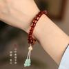 Bracelete de orelha simples elegante de madeira com contas de Rosewood em formato de barril, folha pequena, Buda, sorte, círculo único, nicho artístico de luxo leve para mulheres
