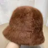Mostrado Cara Conejo Peluche Sombrero Cuenca Mujer Otoño e Invierno Estilo Coreano Estilo Japonés Combinable Color Sólido Peludo Sombrero Pescador Sombrero Cálido Moda