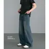 Venta al por mayor transfronteriza jeans para hombre Sudeste Asiático lavados de pierna ancha para hombre pantalones rectos holgados retro desgastados