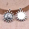 21X17Mm 1.88g Plata Antigua Exportación Más Vendido Sol, Luna, Estrellas, Luna y Sol Colgante