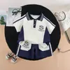 Polo de Verano para Niños 2026 Nuevo Elegante Rayas Bloques de Color Conjunto de Dos Piezas para Bebés Niños Cuello Camisero Manga Corta