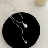 Collar con Colgante Extraíble de Gota de Agua Cepillada, Lujo Accesible, Cadena Versátil para Suéter de Uso Diario, Exquisito Ins, Sentido Simple y de Alta Gama para Mujeres