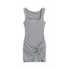 Estilo Americano Primavera Nova Spice Girl Gola Quadrada Cintura Marcada Sem Mangas Vestido Primavera Nova Justo Sexy Bolsa de Férias