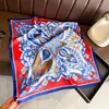 Nuevo Estilo Lujo Ligero Avanzado 70cm Cuadrado Pequeño Versátil Profesional Bufanda de Seda para Mujer Bufanda de Seda Artificial Chal Protector Solar