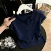 Top de Malha com Renda em Cor Contrastante Estilo Suave para Mulheres, Novo Casual Versátil Lindo de Manga Curta Verão 2026