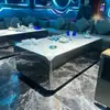 Mesa de Café para Fiesta en Sala Privada KTV Personalizada con Placa de Roca de Mármol y Acero Inoxidable Vidrio Templado Entrega en 7 Días Fotos Reales