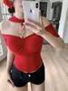 8501 # Nuevo estilo de verano, camiseta de manga corta hueca con puntada de cadena pura y seductora, corte ajustado y que estiliza la figura, con almohadillas incorporadas en el pecho para mujer