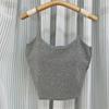 Algodón Puro Espalda Hermosa Sexy Tirante Pequeño con Almohadilla en el Pecho Chaleco de Una Pieza Ajustado Versátil Color Sólido Top Corto para Mujer