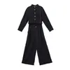Comos Cms 2026 Lino Estilo Old Money Mono de Pierna Ancha Conjunto de Ropa de Moda para Mujer 255110