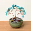 Figurita de Árbol de la Riqueza de Citrino Natural Árbol de la Riqueza de Amatista 6 Ramas 9 Perlas Decoración de Escritorio para Oficina en Casa