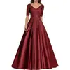 Vestido de Noche Formal Europeo y Americano Comercio Exterior Vestido Largo Formal de Noche Aplique de Encaje Vestido de Graduación Manga Corta Vestido para Madrina de Boda Mujer