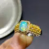 Anillo de Ópalo natural puro ultrabello hecho a mano materiales seleccionados cuidadosamente color hermoso cristal buena piedra principal 5x 7 mm directo de fábrica