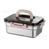 Caixa Crisper de Aço Inoxidável com Tampa, Marmita, Caixa Selada com Marmita, Caixa Especial de Armazenamento para Geladeira, Marmita para Frutas