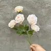 Ramo de Rosas Artificiales, 5 Rosas de Montaña Nevada, Flores de Seda para Boda y Decoración del Hogar, Flores Falsas de Comercio Exterior Transfronterizo