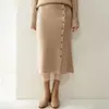 Falda Lápiz Recta de Punto Midi Elástica de Cintura Pura Cachemira para Mujer Estilo Old Money Otoño/Invierno 2025 Falda Midi de Punto Elegante