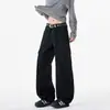 Pantalones de pierna ancha, pantalones rectos de trabajo hasta el suelo para hombre, estilo retro casual, corte holgado con bolsillos, pantalones largos marrones