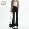 Calça Flare Feminina Primavera e Verão 2024 Novidades Explosivas Calça Pequena Cintura Alta Emagrecedora Elástica Jeans Preto Micro La