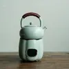 Tetera de Film Abierto del Horno Ru de Tianqing Tetera de Cerámica para el Hogar Porcelana China de Alta Calidad Mango de Porcelana Olla de Viga Tetera Individual Kung Fu con Cuerda