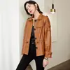 Chaqueta de Piel Genuina Haining para Mujer, Estilo Corto, Primavera y Otoño 2026, Chaqueta Biker de Piel de Oveja, Chaqueta Ceñida a la Cintura, Estilo Callejero Europeo y Americano