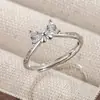 Anillo de Lazo de Princesa Fugitiva para Mujer Diseño de Nicho Anillo Abierto de Gama Alta Dulce Pequeño Fresco Accesorios de Moda