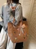 Bolso de Lona Bordado Casual y Lindo de Dibujos Animados 2025 Nuevo para Viajeros Gran Capacidad Color Sólido Retro Bolso de Hombro