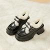 Mocassins Jk Versáteis Estilo Faculdade 2025 Outono/Inverno Nova Moda Salto Alto com Aumento de Altura Fivela de Cinto Sapatos de Couro