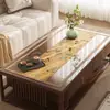 Novo Tapete de Mesa de Centro Estilo Chinês, Cobertura de Mesa de Centro de Vidro Macio de PVC Semitransparente, Tapete Protetor de Mesa de Chá de Mogno de Alta Qualidade