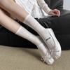 Meias finas brancas de primavera e verão com salto estilo academia meias femininas de tubo médio meias clássicas fofas JK Lolita meias japonesas empilhadas