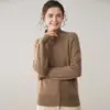 Nuevo Cardigan de Cachemir con Cremallera y Cuello Alto para Mujer, Color Sólido, Otoño e Invierno, Holgado, Engrosado, Chaqueta de Cachemir, Prenda Exterior de Punto